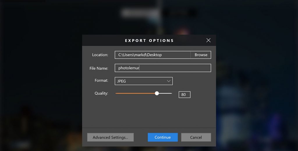 Photolemur 3 - Export options